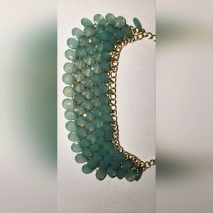 Vintage adjustable Mint Green choker Bib. Dangle Waterfall Necklace